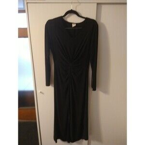 Wrapper Dress Black Women's XL Long Sleeve Slinky Stretch Open Skirt